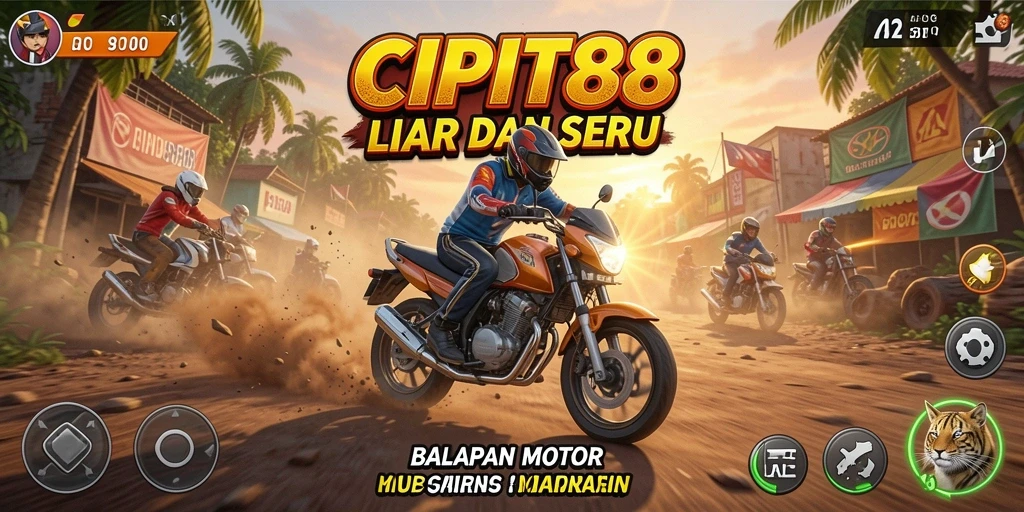 Screenshot utama menampilkan aksi balapan seru di CIPIT88.