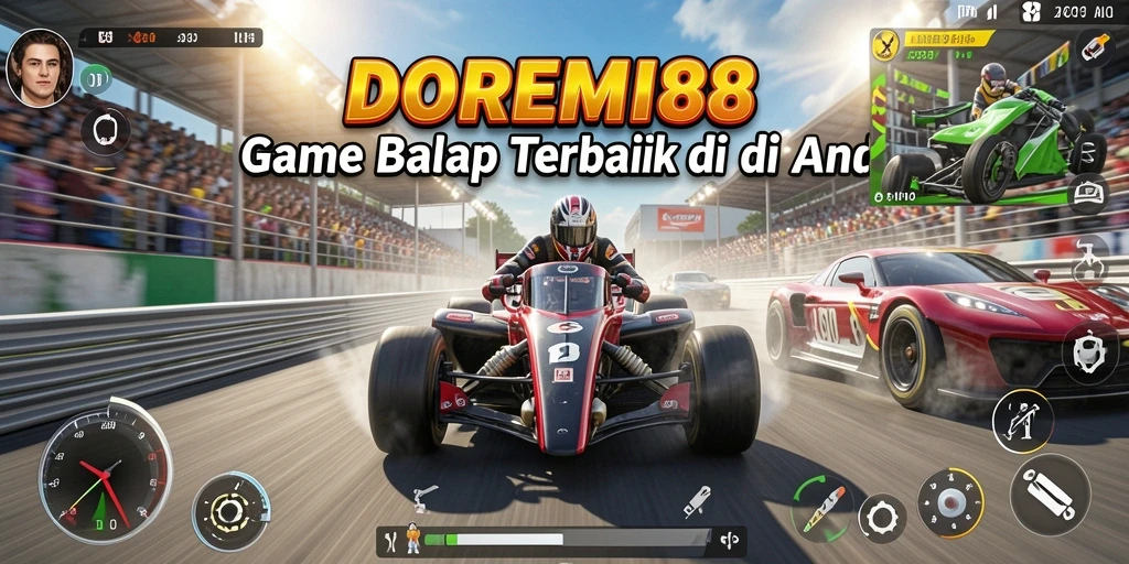 Screenshot dari gameplay DOREMI88 menampilkan aksi balap yang mendebarkan.