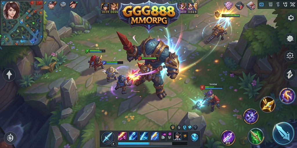 Screenshot GGG888 menunjukkan aksi seru para pemain dalam pertempuran MMORPG.