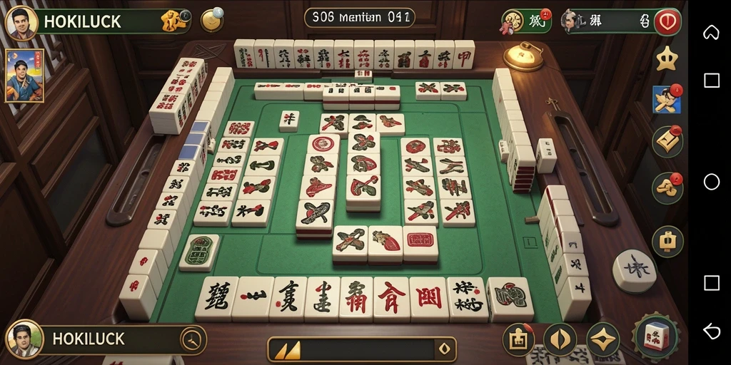 Screenshot gameplay HOKILUCK menampilkan suasana bermain Mahjong yang seru dan menantang.