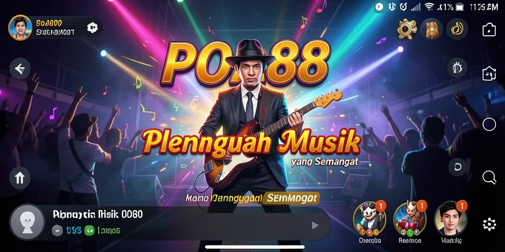 Screenshot gameplay POA88 yang menampilkan pemain menikmati musik.