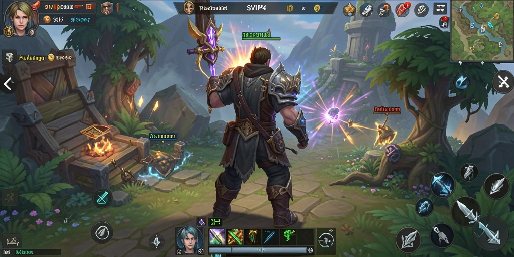 Screenshot SVIP4 menampilkan aksi pertempuran dalam permainan MMORPG.