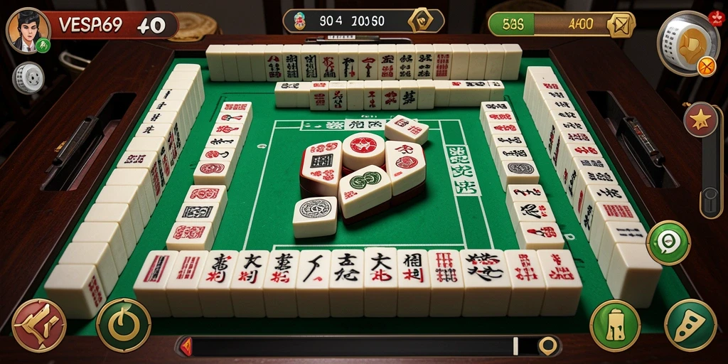 Tampilan menarik dari gameplay VESPA69 Mahjong.